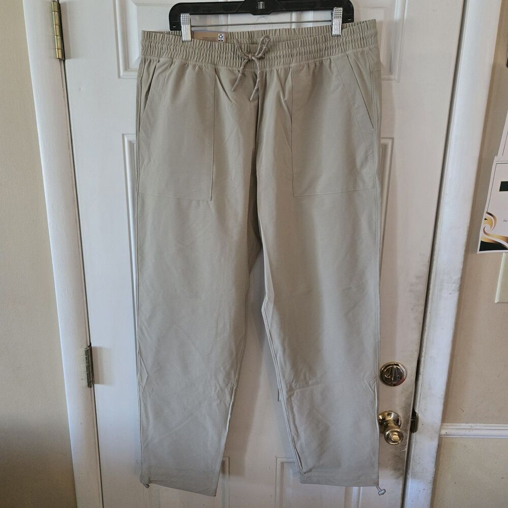 Eddie Bauer Pull On Trail Pants Mens L Khaki Stretch Hiking Outdoor NWT